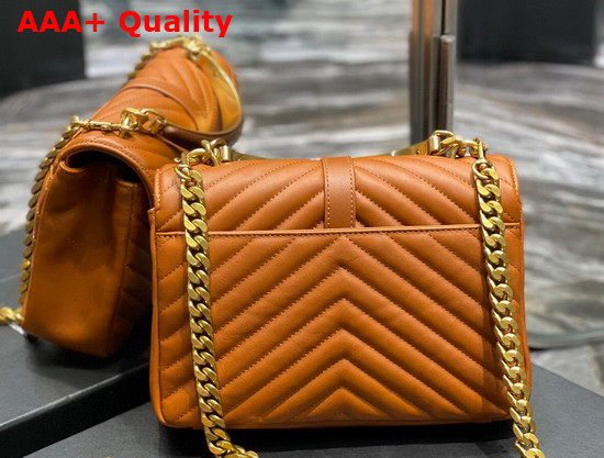 Saint Laurent College Medium in Brown Quilted Leahter with Wood Handle Replica