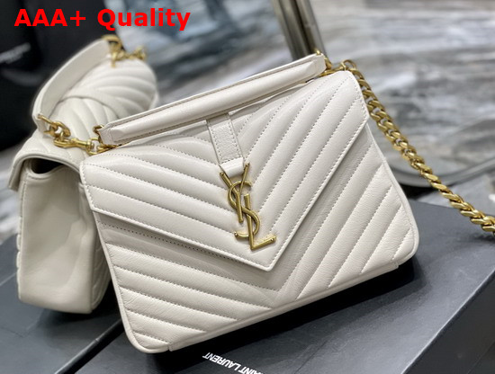 Saint Laurent College Medium in Quilted Leather Blanc Vintage Replica