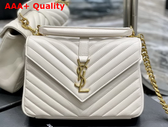 Saint Laurent College Medium in Quilted Leather Blanc Vintage Replica