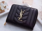 Saint Laurent Compact Zip Around Wallet in Black Mixed Matelasse Leather For Sale