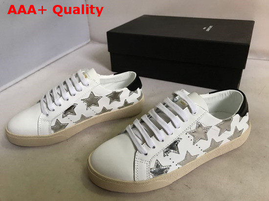 Saint Laurent Court Classic SL06 Metallic California Sneakers in Leather Optic White Replica