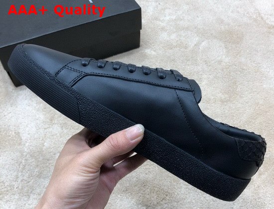 Saint Laurent Court Classic Sl 06 Embroidered Sneakers in Black Smooth Leather Replica