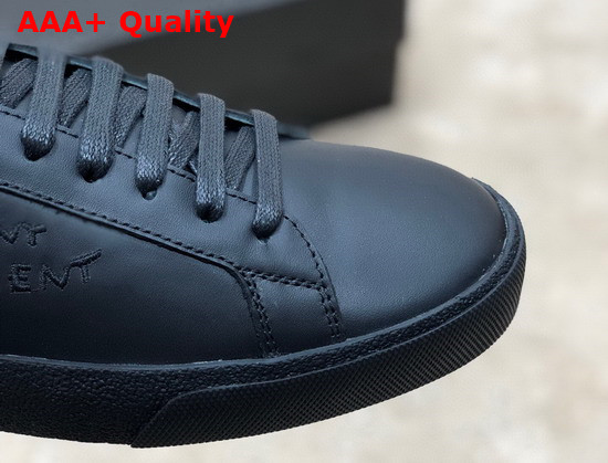 Saint Laurent Court Classic Sl 06 Embroidered Sneakers in Black Smooth Leather Replica