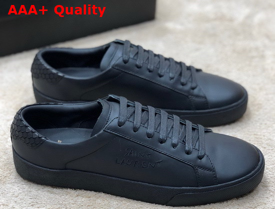 Saint Laurent Court Classic Sl 06 Embroidered Sneakers in Black Smooth Leather Replica