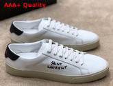 Saint Laurent Court Classic Sl 06 Embroidered Sneakers in Smooth Leather Optic White and Black Replica