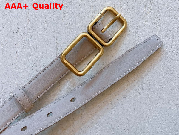 Saint Laurent Double Buckle Thin Belt in Dark Beige Smooth Leather Replica