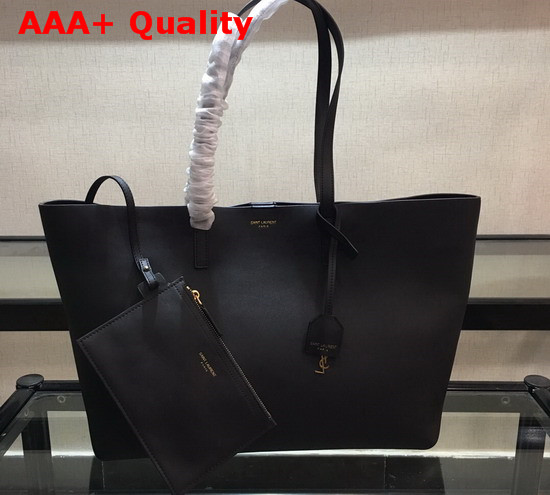 Saint Laurent EW Shopping Bag in Black Supple Leather Replica