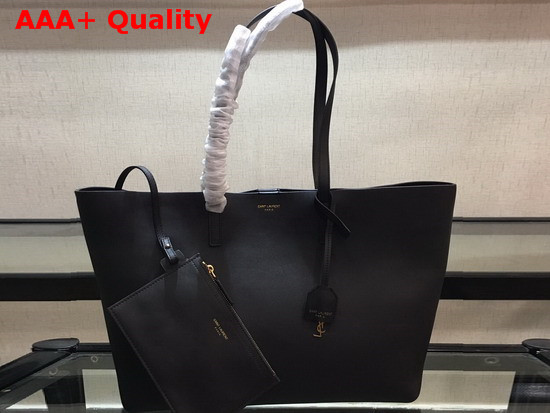 Saint Laurent EW Shopping Bag in Black Supple Leather Replica