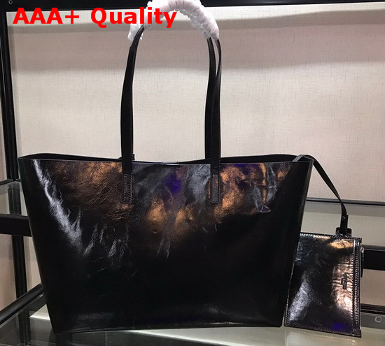 Saint Laurent EW Shopping Bag in Black Vintage Leather Replica