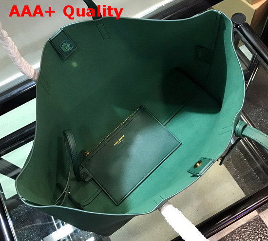 Saint Laurent EW Shopping Bag in Dark Green Supple Leather Replica