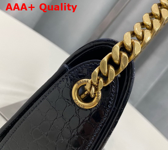 Saint Laurent Elise Shoulder Bag in Black Alligator Embossed Patent Leather Replica