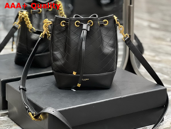 Saint Laurent Emmanuelle Small Bucket Bag in Black Quilted Lambskin Replica