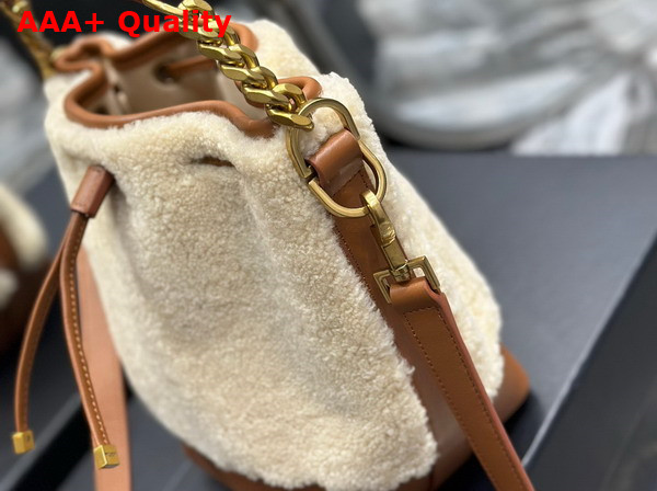 Saint Laurent Emmanuelle Small Bucket Bag in Shearling and Smooth Leather Replica