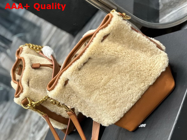 Saint Laurent Emmanuelle Small Bucket Bag in Shearling and Smooth Leather Replica