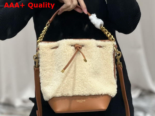 Saint Laurent Emmanuelle Small Bucket Bag in Shearling and Smooth Leather Replica