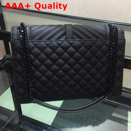 Saint Laurent Envelope Large in Black with Black Metal YSL Horizontal and Vertical Quilted Overstitching Replica