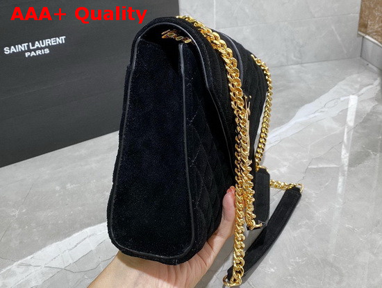 Saint Laurent Envelope Medium Bag in Black Mix Matelasse Suede Leather Replica