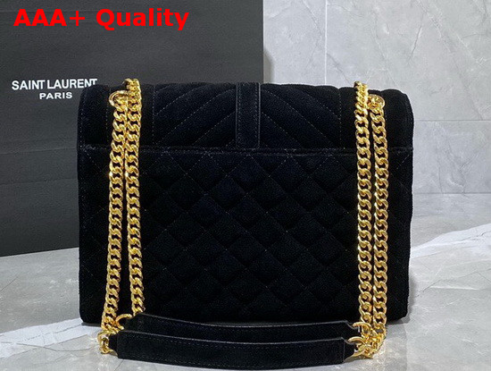 Saint Laurent Envelope Medium Bag in Black Mix Matelasse Suede Leather Replica