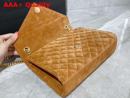 Saint Laurent Envelope Medium Bag in Cinnamon Mix Matelasse Suede Leather Replica