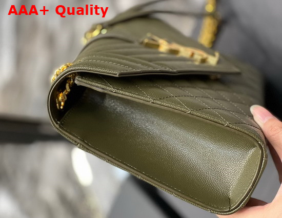 Saint Laurent Envelope Medium Bag in Mix Matelasse Grain de Poudre Embossed Leather Vert Kaki Replica