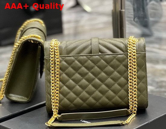 Saint Laurent Envelope Medium Bag in Mix Matelasse Grain de Poudre Embossed Leather Vert Kaki Replica