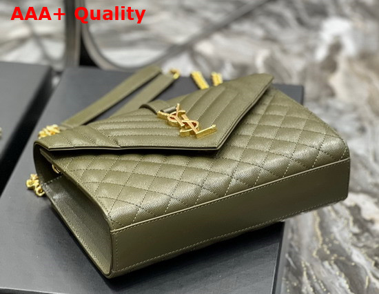 Saint Laurent Envelope Medium Bag in Mix Matelasse Grain de Poudre Embossed Leather Vert Kaki Replica