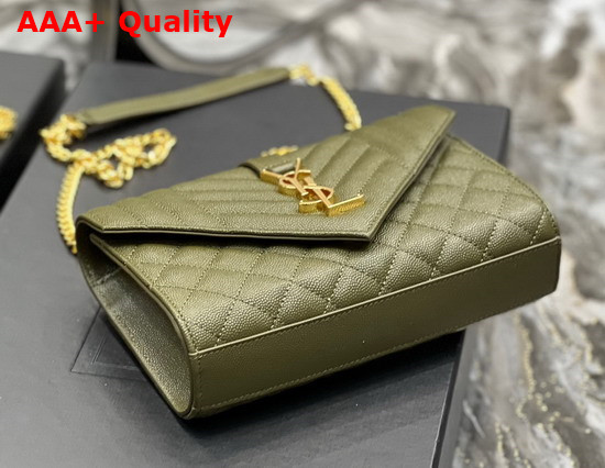 Saint Laurent Envelope Small Bag in Mix Matelasse Grain de Poudre Embossed Leather Vert Kaki Replica