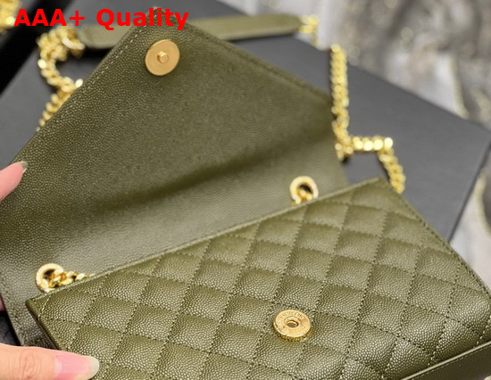 Saint Laurent Envelope Small Bag in Mix Matelasse Grain de Poudre Embossed Leather Vert Kaki Replica