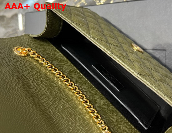 Saint Laurent Envelope Small Bag in Mix Matelasse Grain de Poudre Embossed Leather Vert Kaki Replica