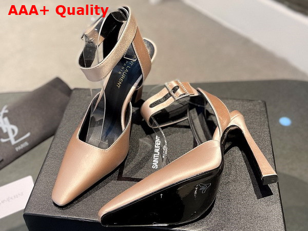 Saint Laurent Fanny Slingback Pumps in Beige Crepe Satin Replica