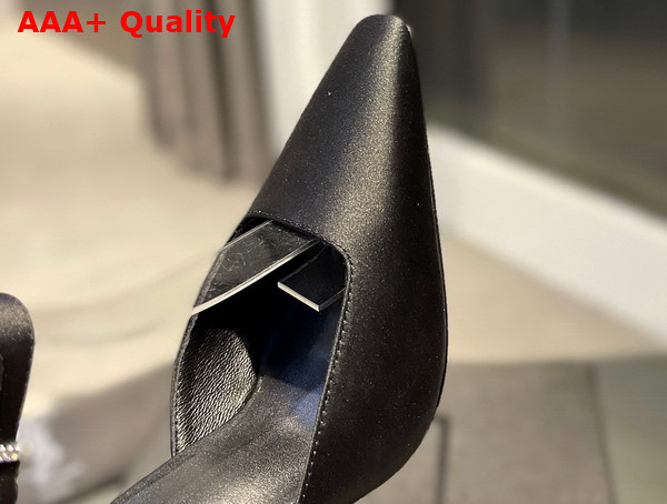 Saint Laurent Fanny Slingback Pumps in Black Crepe Satin Replica