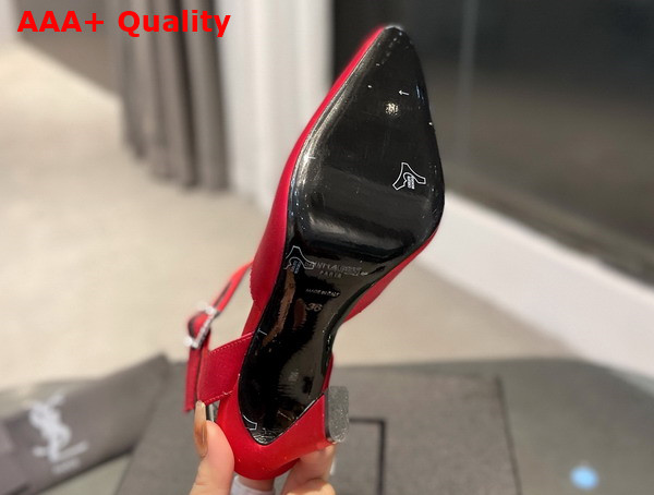 Saint Laurent Fanny Slingback Pumps in Red Crepe Satin Replica