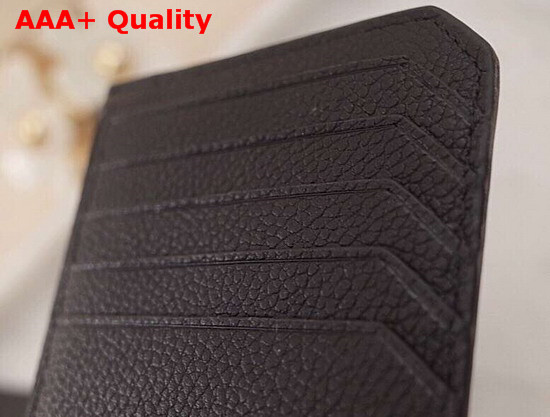 Saint Laurent Fragment Zipped Card Case in Black Grained Leather Replica