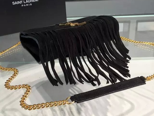 Saint Laurent Fringed Satchel In Black for Sale