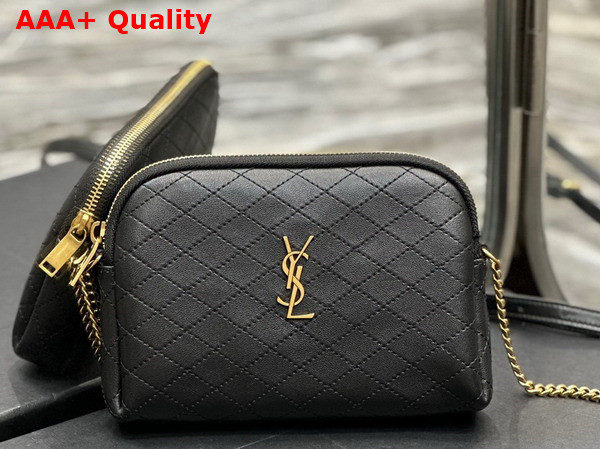 Saint Laurent Gaby Zipped Pouch in Black Quilted Lambskin Replica