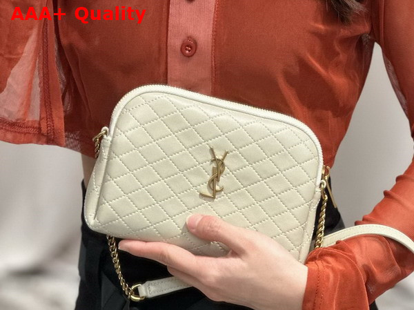 Saint Laurent Gaby Zipped Pouch in Blanc Vintage Quilted Lambskin Replica