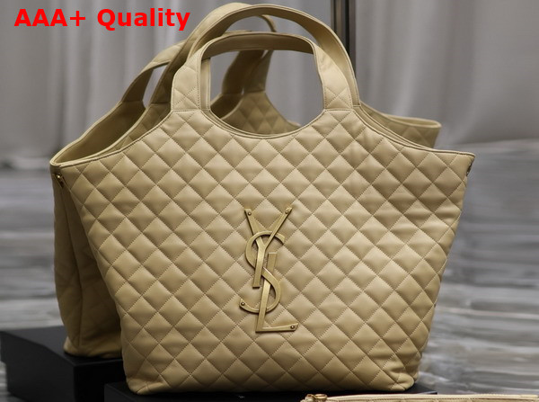 Saint Laurent Icare Maxi Shopping Bag in Beige Quilted Lambskin Replica