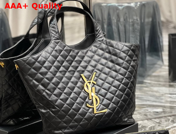 Saint Laurent Icare Maxi Shopping Bag in Black Quilted Lambskin Replica