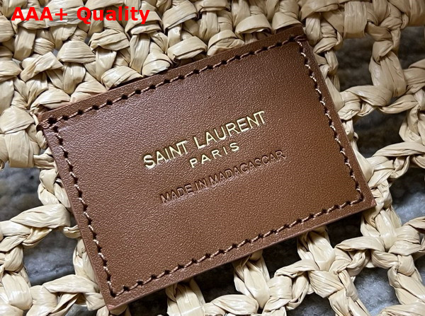 Saint Laurent Icare Maxi Shopping Bag in Raffia Naturel and Brown Gold Replica