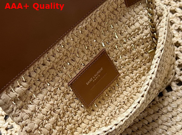 Saint Laurent Icare Maxi Shopping Bag in Raffia Naturel and Brown Gold Replica