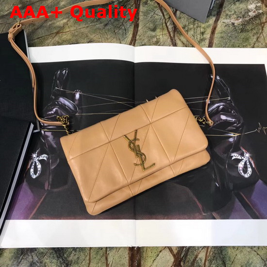 Saint Laurent Jamie Chain Wallet in Apricot Patchwork Leather Replica