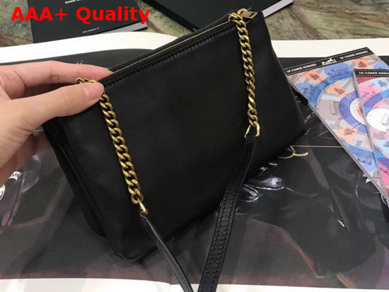 Saint Laurent Jamie Chain Wallet in Black Patchwork Leather Replica