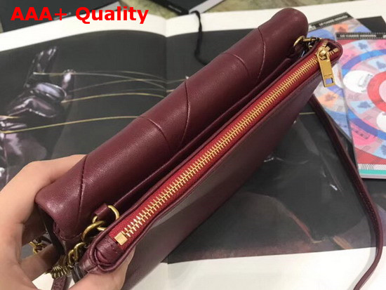 Saint Laurent Jamie Chain Wallet in Dark Red Patchwork Leather Replica