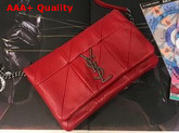 Saint Laurent Jamie Chain Wallet in Red Patchwork Leather Replica