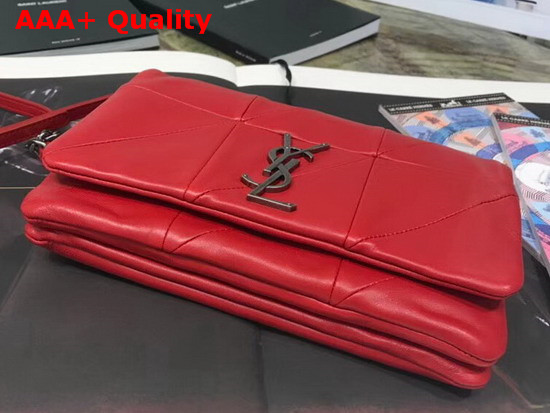 Saint Laurent Jamie Chain Wallet in Red Patchwork Leather Replica