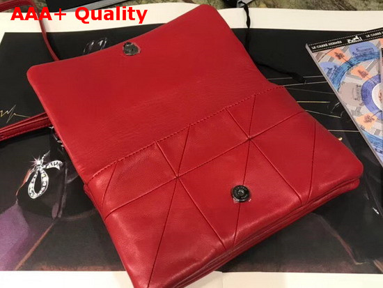 Saint Laurent Jamie Chain Wallet in Red Patchwork Leather Replica