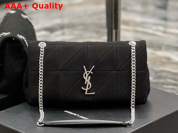 Saint Laurent Jamie Medium Chain Bag Carre Rive Gauche in Black Jersey Replica