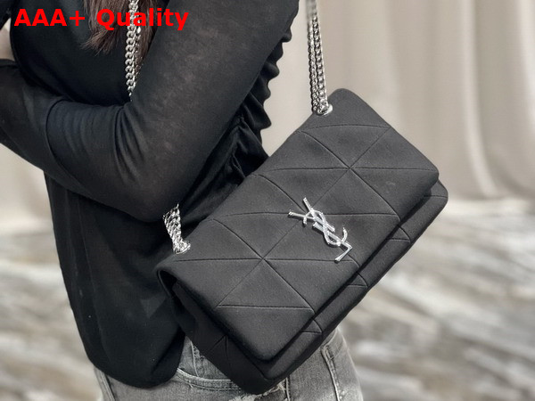 Saint Laurent Jamie Medium Chain Bag Carre Rive Gauche in Black Jersey Replica