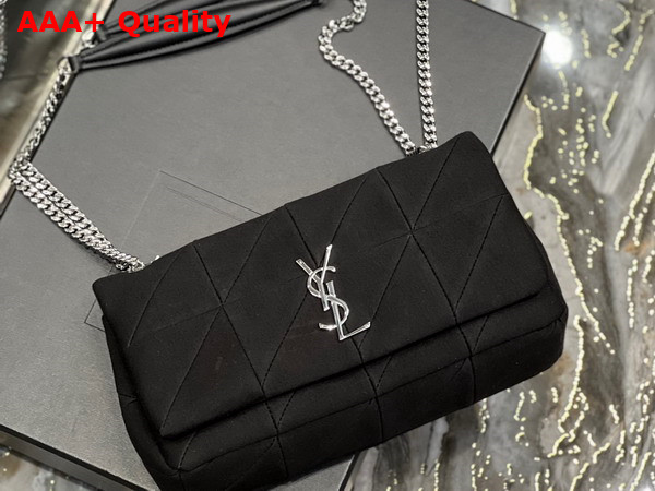 Saint Laurent Jamie Medium Chain Bag Carre Rive Gauche in Black Jersey Replica