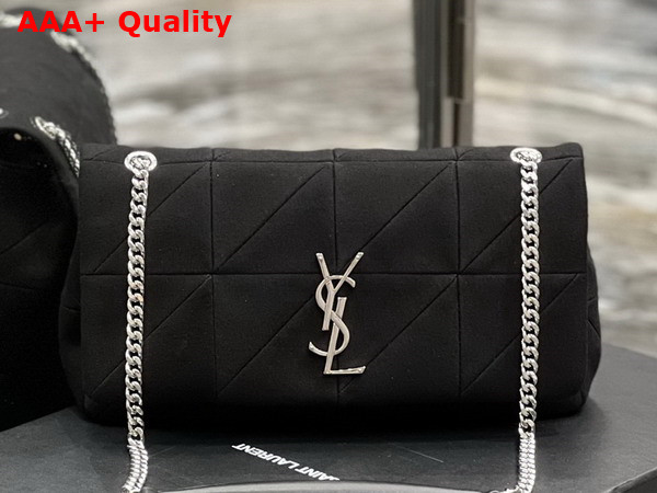 Saint Laurent Jamie Medium Chain Bag Carre Rive Gauche in Black Jersey Replica